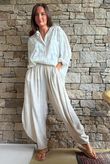 Lalli Damask Classic Tapered Barrel Leg Pant Stone